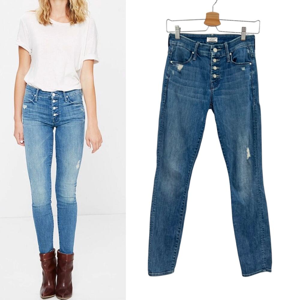 Mother Denim The Pixie Jeans in Graffiti Girl Wash Medium Blue‎ Size 25